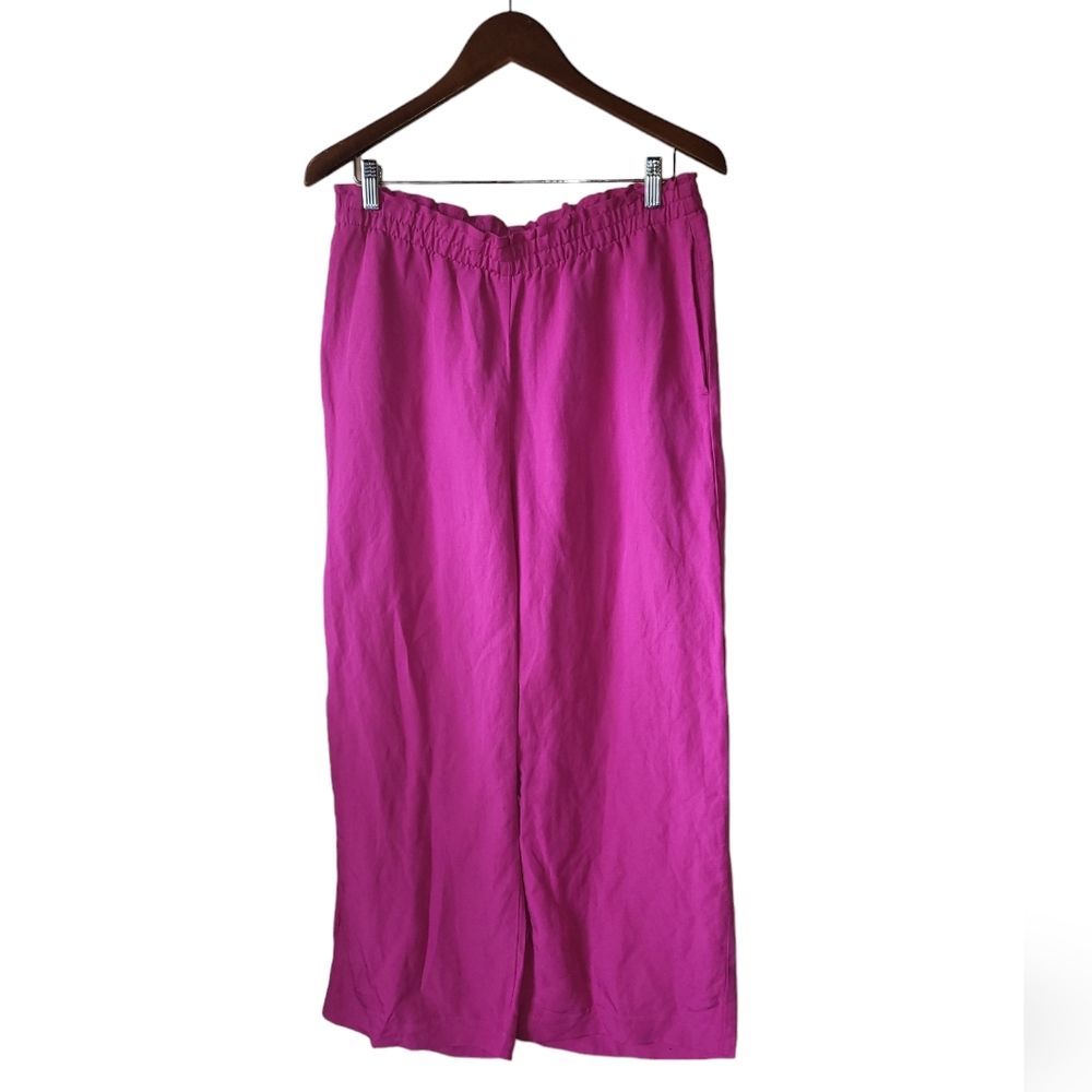 H&M Pink Barbie Linen Blend Wide Leg Pull On Pants Womans Medium